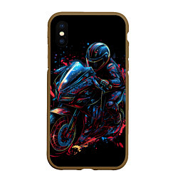 Чехол iPhone XS Max матовый Мотоцикл будущего в стиле киберпанк, цвет: 3D-коричневый