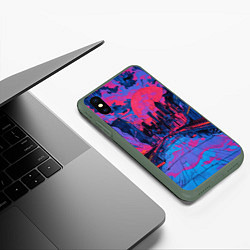 Чехол iPhone XS Max матовый Город в психоделических цветах, цвет: 3D-темно-зеленый — фото 2