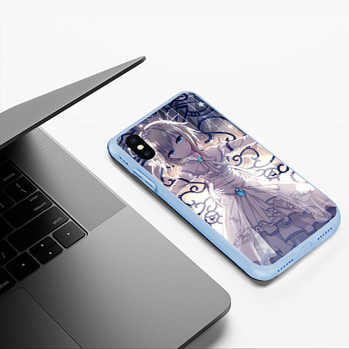 Чехол iPhone XS Max матовый Touhou Project Алиса Маргатройд розы / 3D-Голубой – фото 3