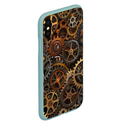 Чехол iPhone XS Max матовый Стимпанк ржавые шестеренки текстура, цвет: 3D-мятный — фото 2