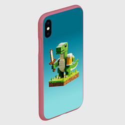 Чехол iPhone XS Max матовый Пивозаврик с кружкой пива - Майнкрафт, цвет: 3D-малиновый — фото 2