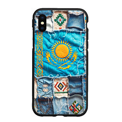 Чехол iPhone XS Max матовый Пэчворк джинсы в Казахстане, цвет: 3D-черный