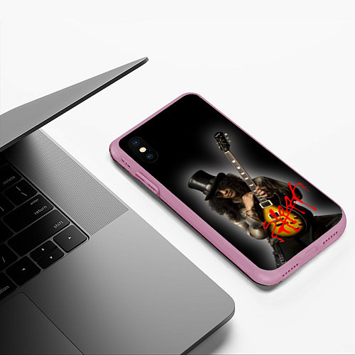 Чехол iPhone XS Max матовый Slash музыкант группы Guns N Roses / 3D-Розовый – фото 3