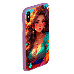 Чехол iPhone XS Max матовый Girl в кимоно, цвет: 3D-фиолетовый — фото 2