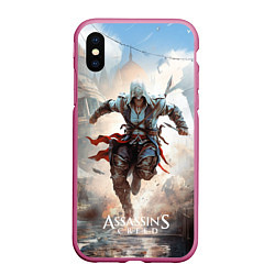 Чехол iPhone XS Max матовый Assassins creed паркур, цвет: 3D-малиновый