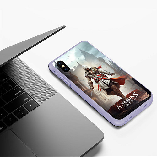 Чехол iPhone XS Max матовый Assassins creed старый город / 3D-Светло-сиреневый – фото 3