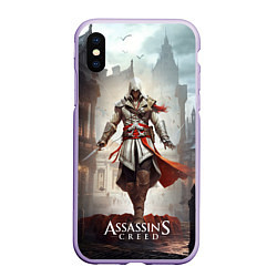 Чехол iPhone XS Max матовый Assassins creed старый город, цвет: 3D-светло-сиреневый