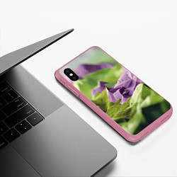 Чехол iPhone XS Max матовый Геометрический пейзаж фиолетовый и зеленый, цвет: 3D-малиновый — фото 2