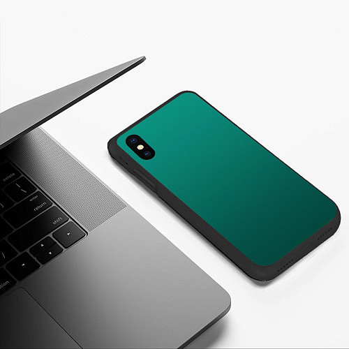 Чехол iPhone XS Max матовый Градиент нефритовый зелёный / 3D-Черный – фото 3