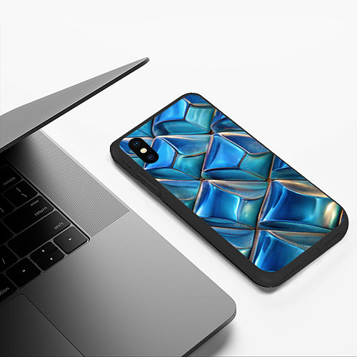 Чехол iPhone XS Max матовый Объемная стеклянная мозаика / 3D-Черный – фото 3