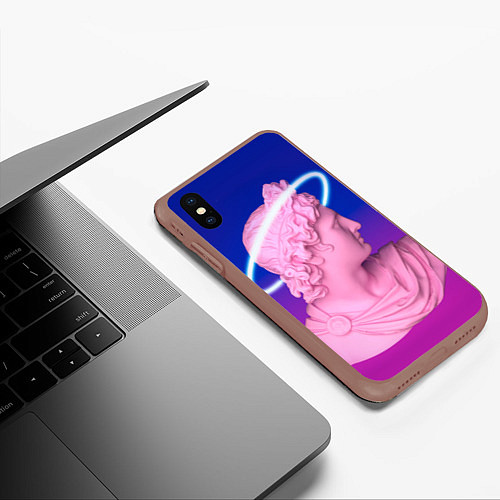 Чехол iPhone XS Max матовый Vaporwave neon / 3D-Коричневый – фото 3