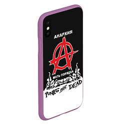 Чехол iPhone XS Max матовый Анархия - Punks not dead, цвет: 3D-фиолетовый — фото 2