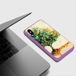 Чехол iPhone XS Max матовый Многоугольное дерево с листьями, цвет: 3D-фиолетовый — фото 2