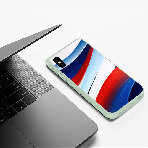 Чехол iPhone XS Max матовый Волнистая абстракция в стиле минимализм / 3D-Салатовый – фото 3