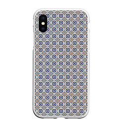 Чехол iPhone XS Max матовый Сине-белая марокканская мозаика, цвет: 3D-белый