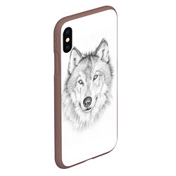 Чехол iPhone XS Max матовый Нарисованный волк зубами щёлк, цвет: 3D-коричневый — фото 2