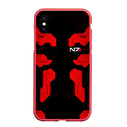 Чехол iPhone XS Max матовый Mass Effect - Red armor, цвет: 3D-красный