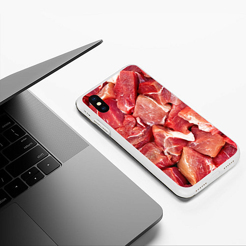 Чехол iPhone XS Max матовый Куски мяса / 3D-Белый – фото 3