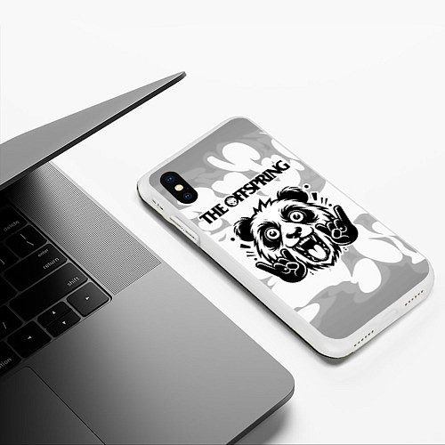 Чехол iPhone XS Max матовый The Offspring рок панда на светлом фоне / 3D-Белый – фото 3