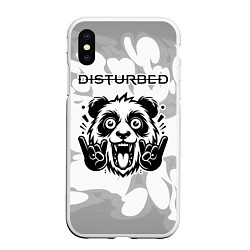 Чехол iPhone XS Max матовый Disturbed рок панда на светлом фоне, цвет: 3D-белый