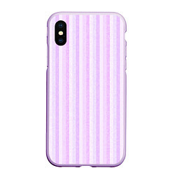 Чехол iPhone XS Max матовый Светло-сиреневый полосатый, цвет: 3D-сиреневый
