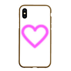 Чехол iPhone XS Max матовый Неоновое сиреневое сердце, цвет: 3D-коричневый