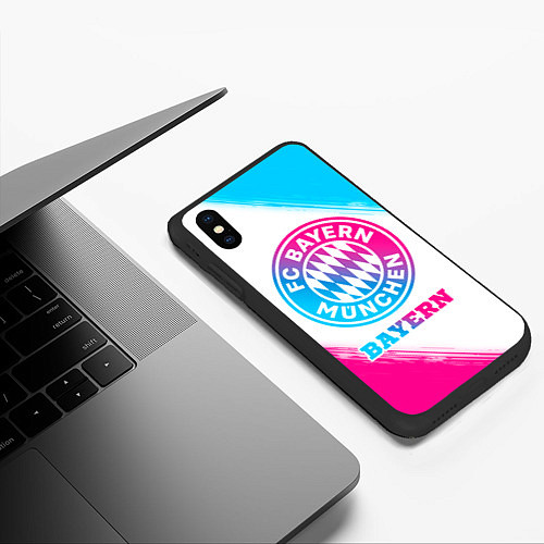 Чехол iPhone XS Max матовый Bayern neon gradient style / 3D-Черный – фото 3