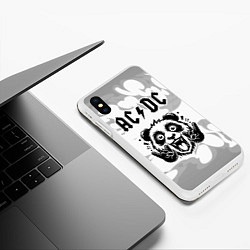 Чехол iPhone XS Max матовый AC DC рок панда на светлом фоне, цвет: 3D-белый — фото 2