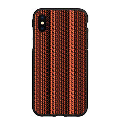Чехол iPhone XS Max матовый Красно-коричневый искажённые полосы, цвет: 3D-черный