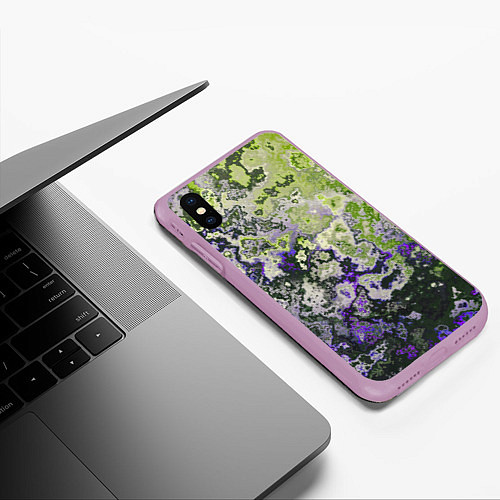 Чехол iPhone XS Max матовый Абстрактный эффект ржавчины / 3D-Сиреневый – фото 3