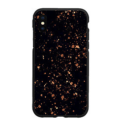 Чехол iPhone XS Max матовый Чёрно-синий с золотым напылением, цвет: 3D-черный