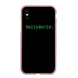 Чехол iPhone XS Max матовый Hello world, цвет: 3D-розовый