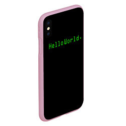 Чехол iPhone XS Max матовый Hello world, цвет: 3D-розовый — фото 2