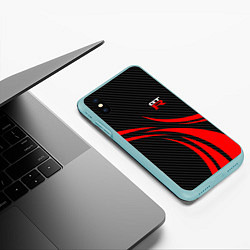 Чехол iPhone XS Max матовый GTR Nissan - Carbon and red, цвет: 3D-мятный — фото 2