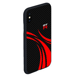 Чехол iPhone XS Max матовый GTR Nissan - Carbon and red, цвет: 3D-черный — фото 2