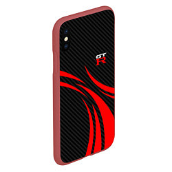Чехол iPhone XS Max матовый GTR Nissan - Carbon and red, цвет: 3D-красный — фото 2