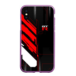 Чехол iPhone XS Max матовый Nissan GTR - Cyber, цвет: 3D-фиолетовый