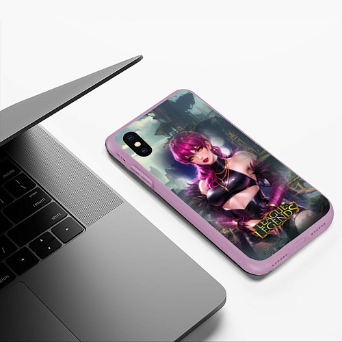 Чехол iPhone XS Max матовый League Of Legends Akali Kda / 3D-Сиреневый – фото 3