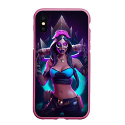 Чехол iPhone XS Max матовый League of Legends Kaisa Kda style, цвет: 3D-малиновый