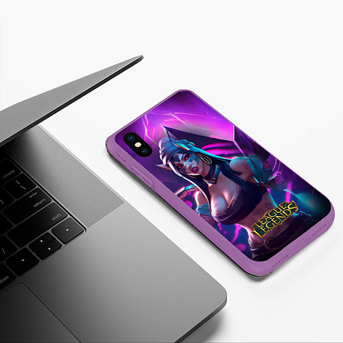 Чехол iPhone XS Max матовый League of Legends Kaisa Kda style / 3D-Фиолетовый – фото 3