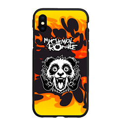 Чехол iPhone XS Max матовый My Chemical Romance рок панда и огонь, цвет: 3D-черный