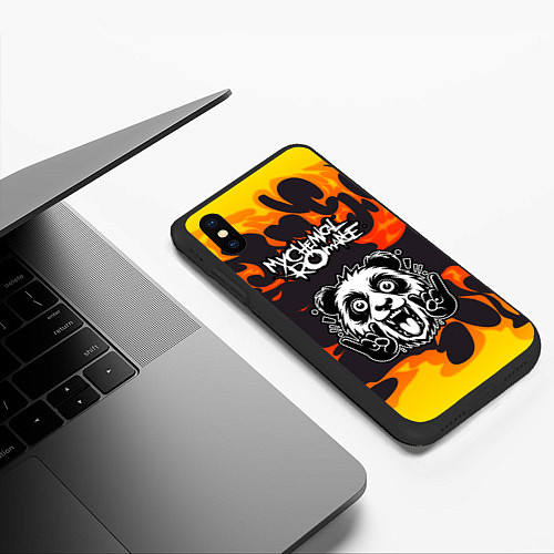 Чехол iPhone XS Max матовый My Chemical Romance рок панда и огонь / 3D-Черный – фото 3