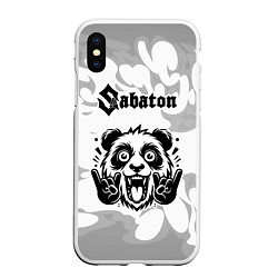 Чехол iPhone XS Max матовый Sabaton рок панда на светлом фоне, цвет: 3D-белый