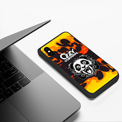 Чехол iPhone XS Max матовый Ozzy Osbourne рок панда и огонь, цвет: 3D-черный — фото 2