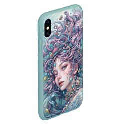 Чехол iPhone XS Max матовый Морская русалка, цвет: 3D-мятный — фото 2