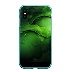 Чехол iPhone XS Max матовый Зеленая яркая абстрактная текстура, цвет: 3D-мятный