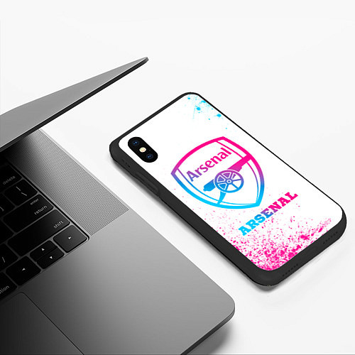 Чехол iPhone XS Max матовый Arsenal neon gradient style / 3D-Черный – фото 3