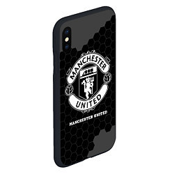 Чехол iPhone XS Max матовый Manchester United sport на темном фоне, цвет: 3D-черный — фото 2