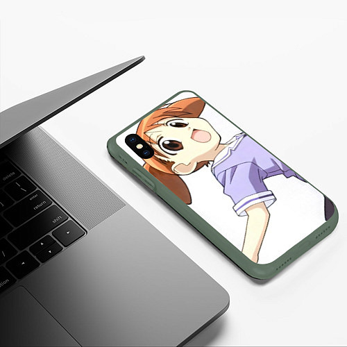 Чехол iPhone XS Max матовый Azumanga Daioh Тиё Михама / 3D-Темно-зеленый – фото 3