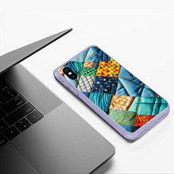 Чехол iPhone XS Max матовый Лоскутное одеяло - пэчворк, цвет: 3D-светло-сиреневый — фото 2